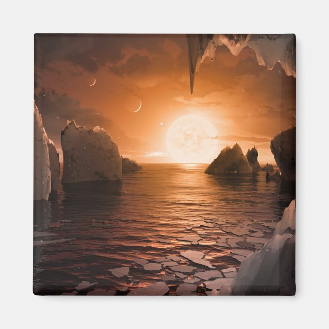 Aimant Exoplanet Trappist-1f De Son Côté Nocturne Icy. (Devant)