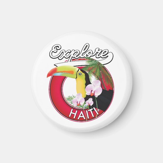Aimant Explorez le logo Haïti. (Devant)