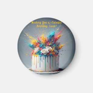 Aimant Explosion de joie - Joyeux gâteau d'anniversaire