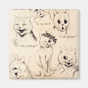 Aimant Expressions faciales de divers chats, Louis Wain