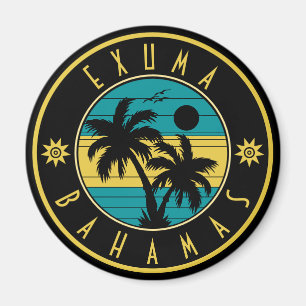 Aimant Exuma Bahamas Îles Palm Rétro Arbres Souvenirs