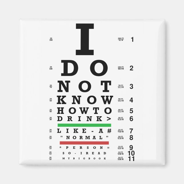 Aimant Eye Exam - Cadeaux Sober Hommes Femmes (Devant)