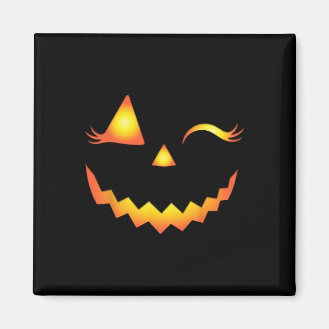 Aimant Eyelashes Jack-o'-lantern Face Citrouille Hallowen (Devant)