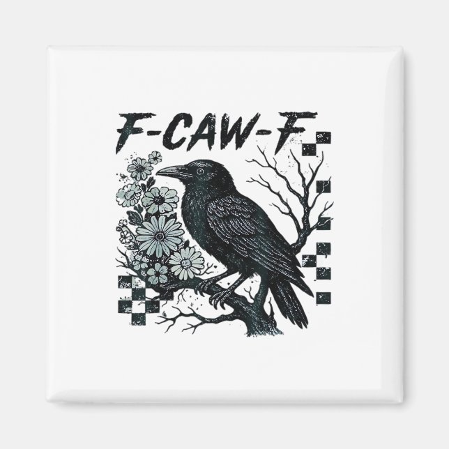 Aimant F-Caw-F Corbeau Oiseau Rétro Classique (Devant)