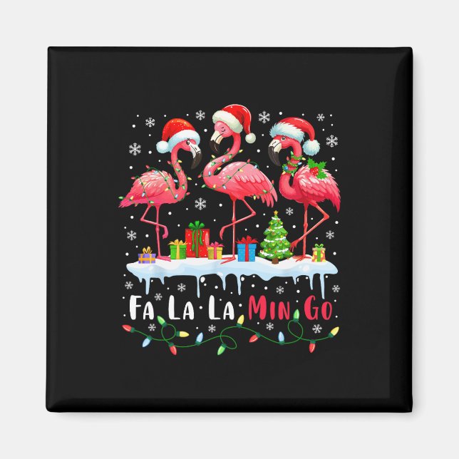 Aimant Fa La Mingo Flamant rose Noël Noël Noël Noël Tropi (Devant)
