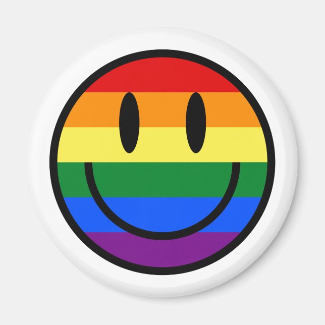 Aimant Face souriante arc-en-ciel (Devant)