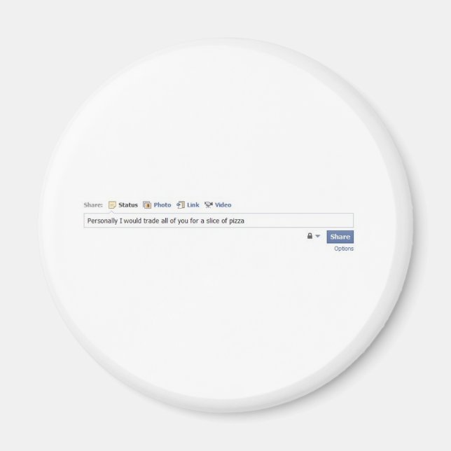 Aimant Facebook Friends and Pizza (Devant)