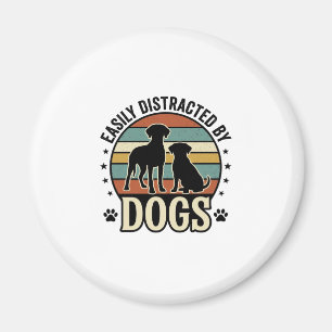 Aimant Facilement distrait par les chiens Design silhouet