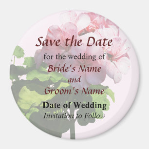 Aimant Faire geranium rose pâle Save the Date