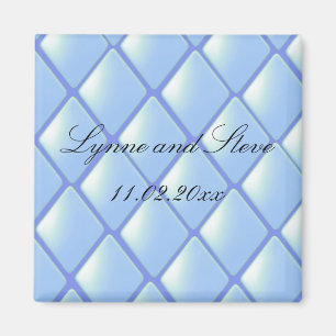 Aimant Faire-part à motif diamant matelassé bleu