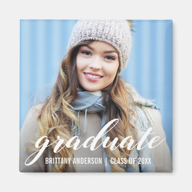Aimant Faire-part de graduation moderne | Espace photo po (Devant)