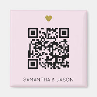 Faire-part de mariage de code QR rose vif moderne