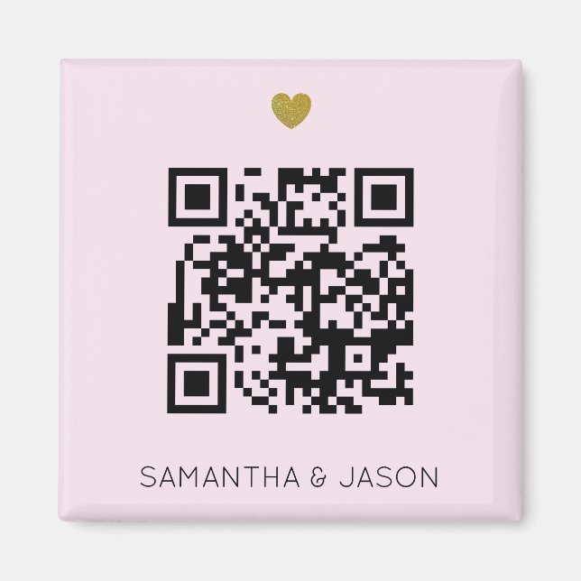 Aimant Faire-part de mariage de code QR rose vif moderne (Devant)