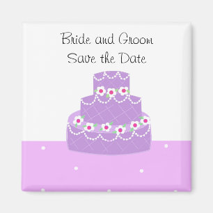 Aimant Faire-part de mariage Gâteau Mariage Violet