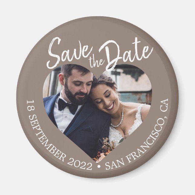 Aimant Faire part de mariage moderne gris taupe avec phot (Devant)