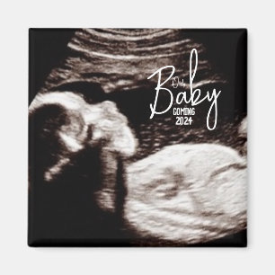 Aimant Faire-part de naissance d'échographie de bébé noir