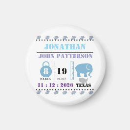 Aimant Faire-part de naissance d'un adorable éléphant béb