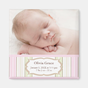 Aimant Faire-part de naissance photo - Baby Girl
