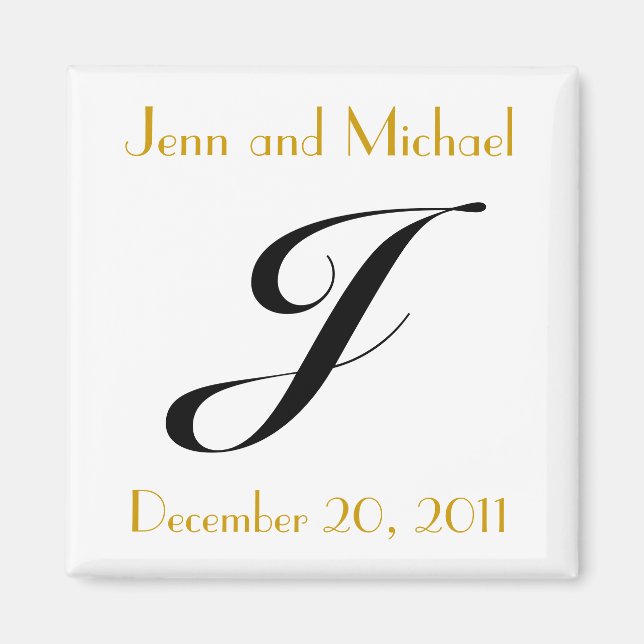 Aimant Faire-part Monogram J Gold et Black Mariage (Devant)