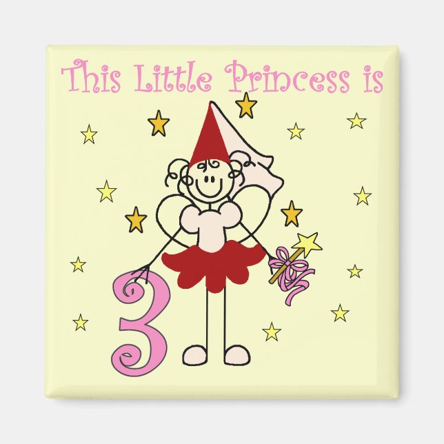 Aimant Fairy Princess 3e Anniversaire Tshirts et cadeaux (Devant)