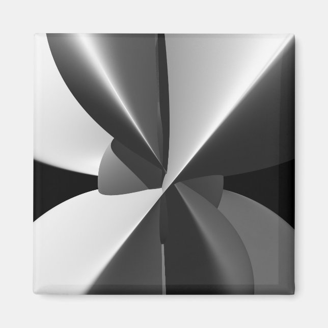 Aimant Faisceau Noir & Blanc fin Abstrait Fractal (Devant)