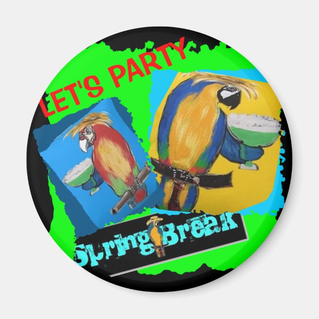 Aimant Faisons la fête - Perroquets (Devant)