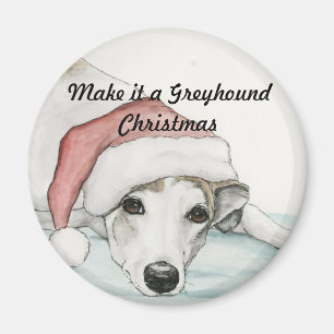 Aimant Faites-en un magasin Greyhound Christmas Dog Art M