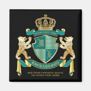 Aimant Faites votre propre armoiries Turquoise Emblème d