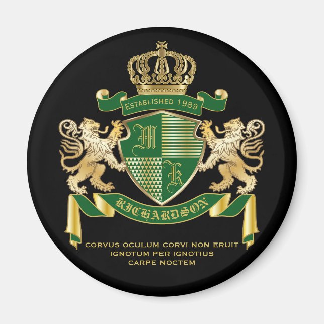 Aimant Faites votre propre blouse d'armoiries Green Gold  (Devant)