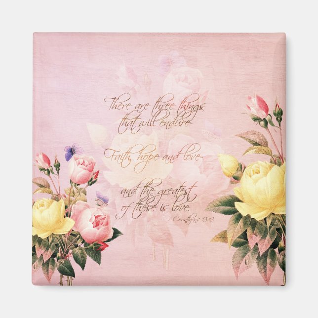 Aimant Faith Hope et Love Roses (Devant)