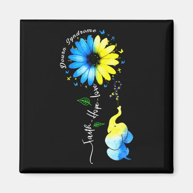 Aimant Faith Hope Love Awareness Syndrome de Down The Blu (Devant)