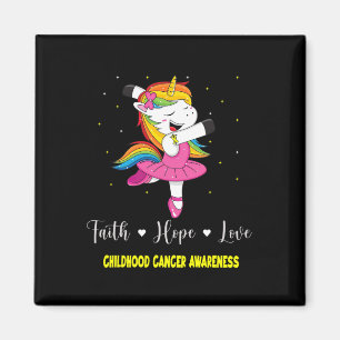 Aimant Faith Hope Love Chilhood Cancer Awareness Unicorn