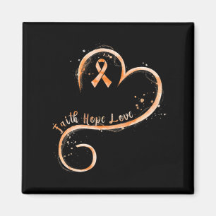 Aimant Faith Hope Love Orange Ruban Leukemia Sensibilisat