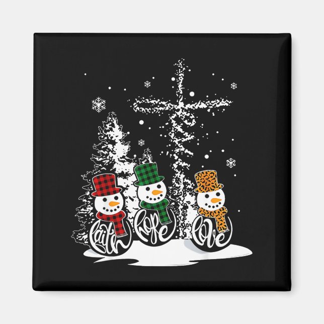 Aimant Faith Hope Love Snowman Jesus Christian Tree Chris (Devant)