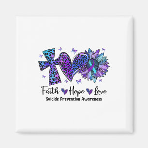 Aimant Faith Hope Love Sunflower Leopard Suicide Awards