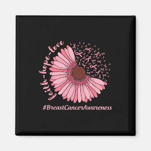 Aimant Faith Hope Love Sunflower Ribbon Cancer du sein Aw