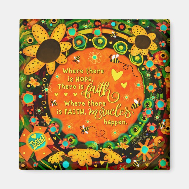 Aimant Faith Jolie Orange Jaune Floral Bumblebee Irelyn (Devant)