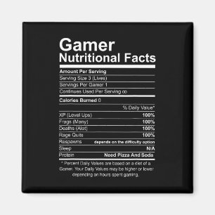 Aimant Faits nutritionnels Cool Jeu vidéo Joueur amusant