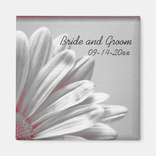 Aimant Faits saillants floraux rouges et gris Mariage