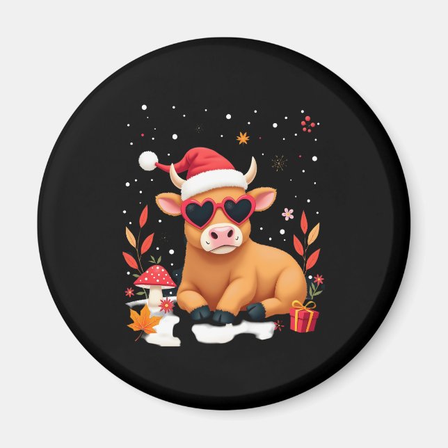 Aimant Fall Highland Cow Pumpkin Bow Christmas Girls Kids (Devant)