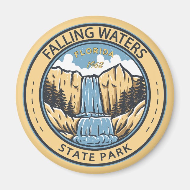 Aimant Falling Waters State Park Florida Badge (Devant)