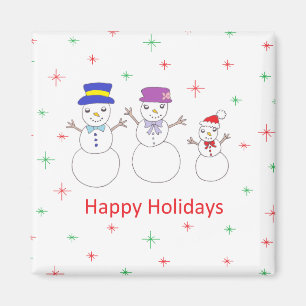 Aimant Famille de bonhomme de neige bonnes fêtes