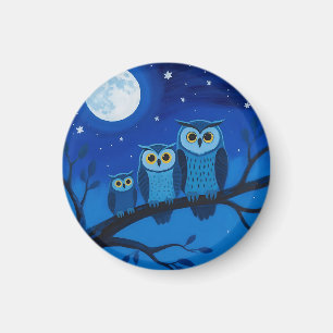 Aimant Famille de hiboux sous la lune