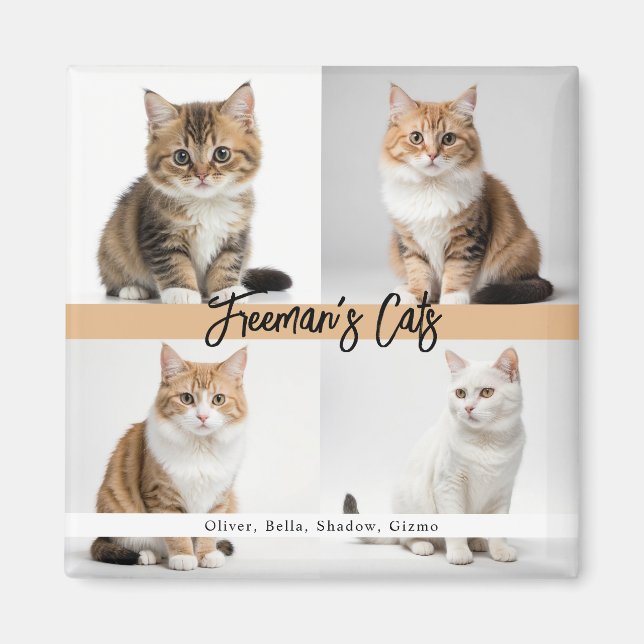 Aimant Famille de photos de chats personnalisées (Devant)
