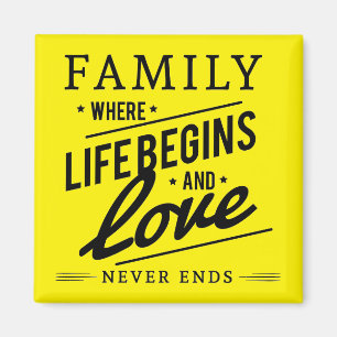 Aimant Famille de typographie inspirante jaune Citation