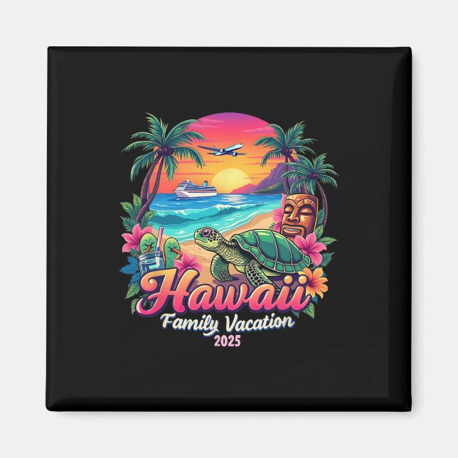 Aimant Famille Hawaii été jumelé Voyage Vacation 2025 V (Devant)