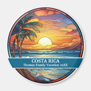 Aimant Famille Personnalisée Costa Rica Voyage Faux Verre