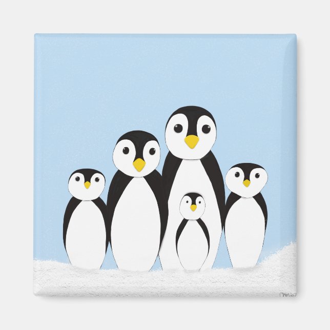 Aimant Famille Pingouin mignonne (Devant)