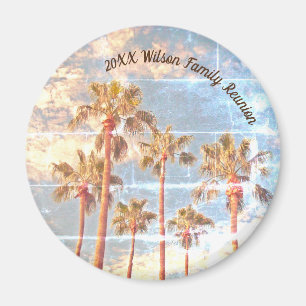 Aimant Famille Réunion Faded Photo Palm Trees Island