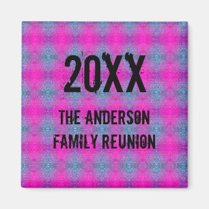 Aimant Famille Réunion Neon Tie Dye Pique-nique annuel